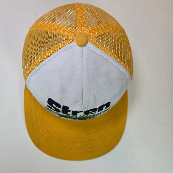 Vintage Stren Fishing Trucker Hat Mesh Snapback Yellow White Foam Front USA - Picture 5 of 9
